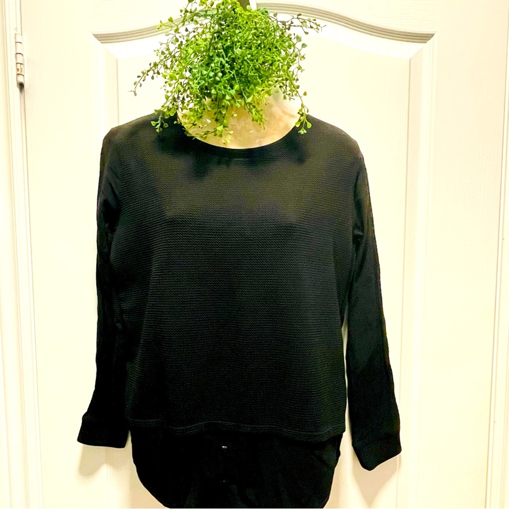 🌸3 for $20 layered Blouse Black Long Sleeve Top Size S  Petit